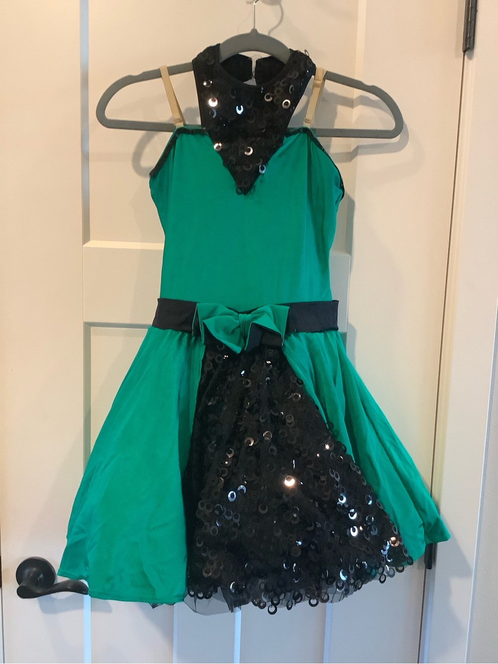 Revolution Green and Black Sequin Dance Costume